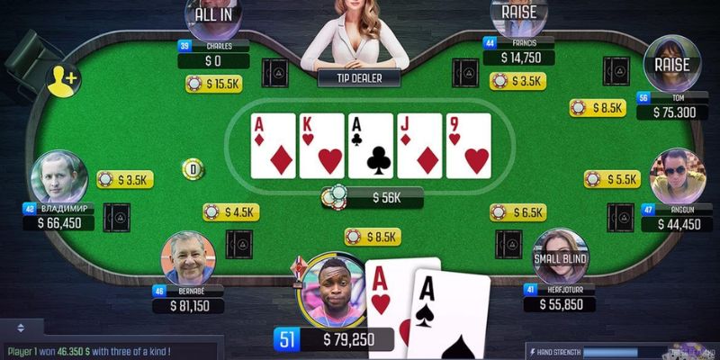 Cách chơi Poker trong vòng hai sẽ xuất hiện 3 lá chung